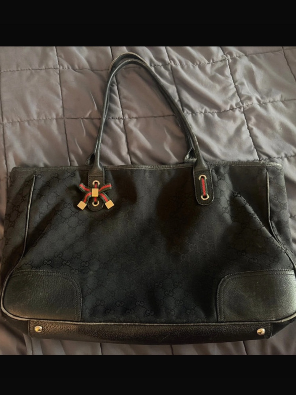 Gucci Princy Tote Bag in Black with Signature Web Accent